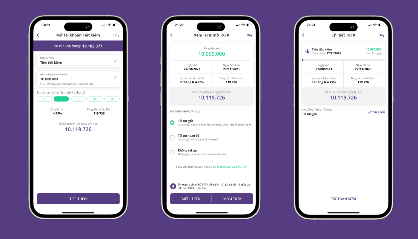 ví dụ về giao diện sổ tiết kiệm online