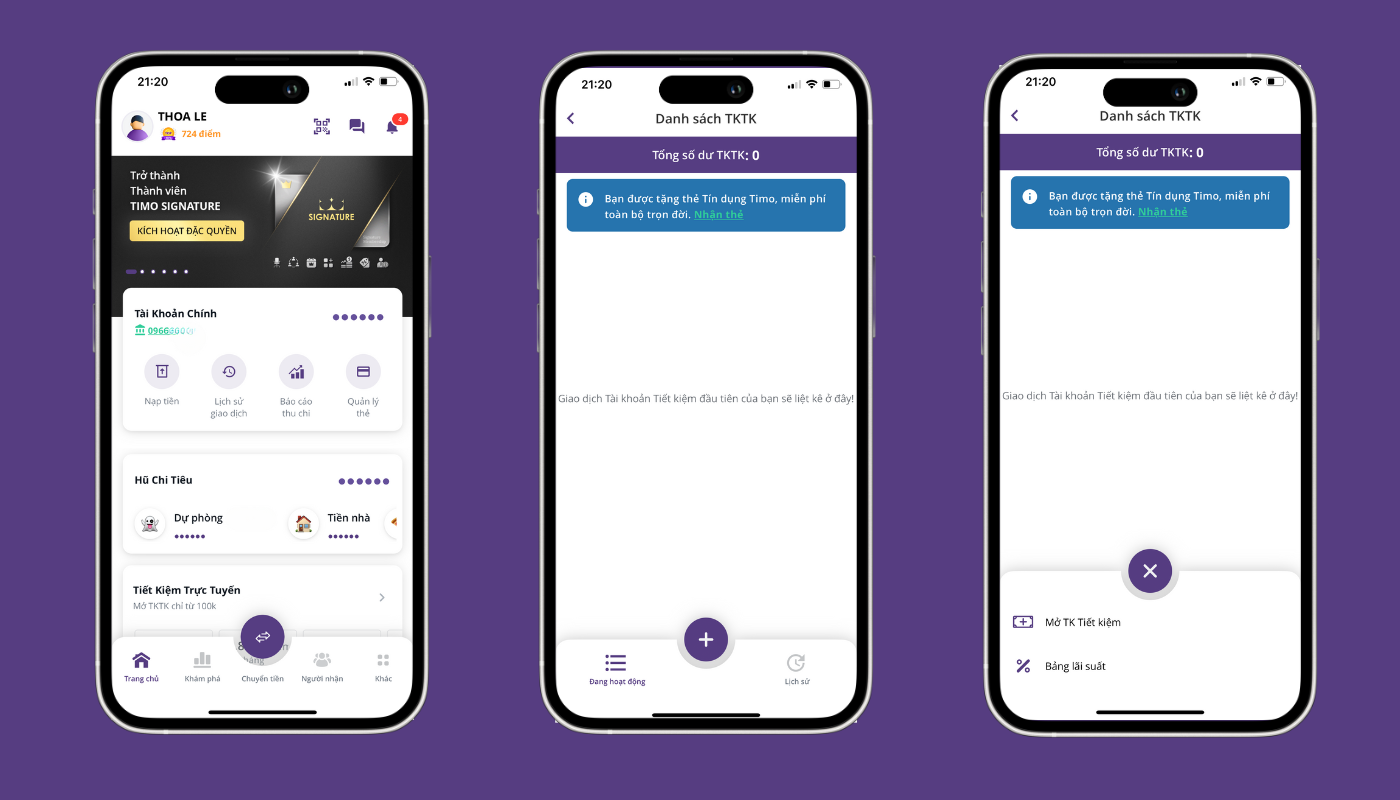 ví dụ về giao diện sổ tiết kiệm online